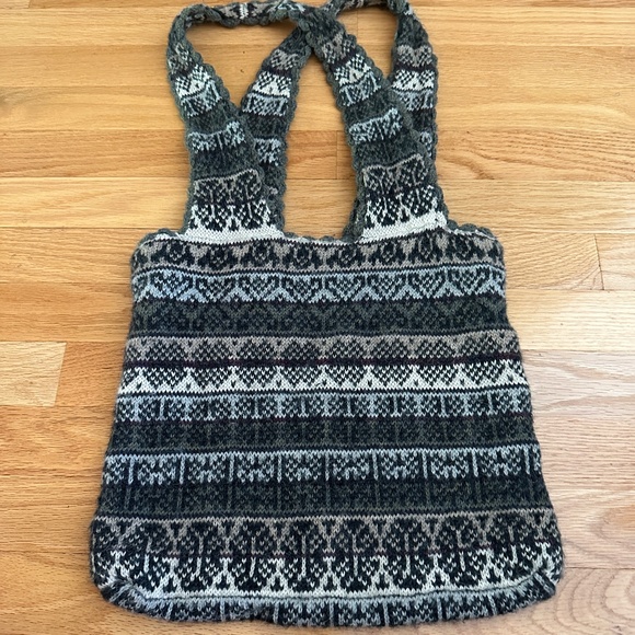 Hobo Boho Sweater Tote Bag Indigenous Weave Wool Alpaca - Picture 1 of 12